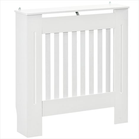 Cache-radiateur en MDF blanc Ă lattes 78 x 19 x 81 cm (1/5)