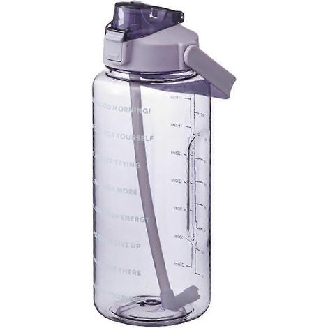 Bouteille d'eau de 2 litres avec paille, grande bouteille de voyage portable pour femmes et filles, idéale pour le sport. (1/2)