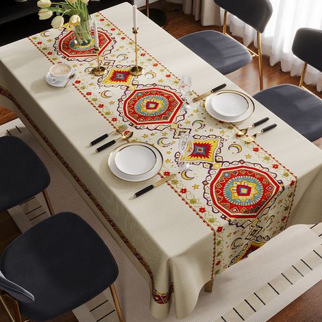 Nappe Américaine Rétro Imprimé Floral 110x160cm - Résistante à l'Eau et à la Chaleur pour Table Basse (1/3)