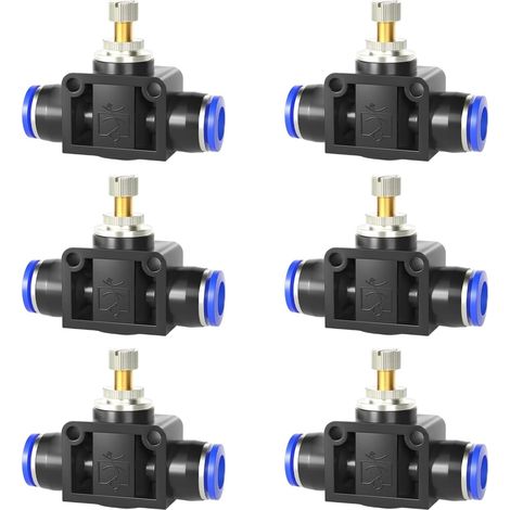 6 Pièces Vanne Contrôle Pneumatique 6 mm, Clapet Triangulaire Réglable Bidirectionnel, Vanne Papillon pour Conduites de Gaz de Commande (1/5)