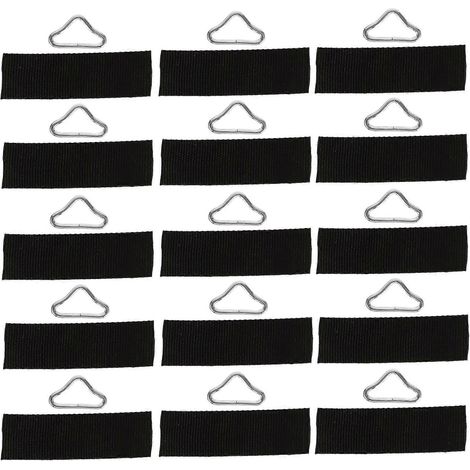Ancrages pour trampoline, anneaux en D triangulaires, accessoires de bricolage pour sac de voyage/kit d'outils de survie haute résistance, argent, 11,50 x 3,50 x 0,30 cm, 30 pièces. (1/5)