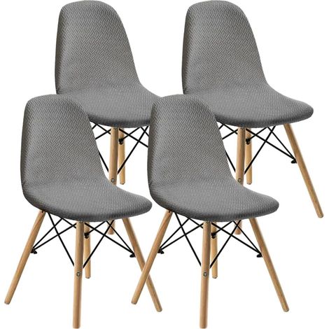 Housses de chaise extensibles Jacquard modernes, lot de 4, gris clair (1/5)