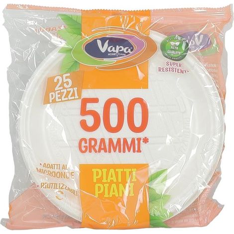 PIATTI VAPA 25P PIANI 500 GR SUPER RESISTENTI RIUTILIZZABILI (1/2)