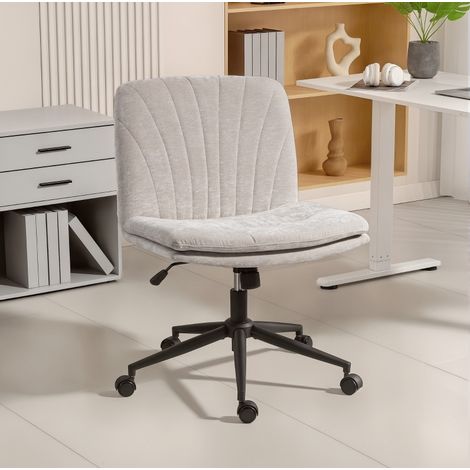 Bürostuhl ohne Armlehnen, höhenverstellbar, Wippfunktion, beige Chenille (1/5)
