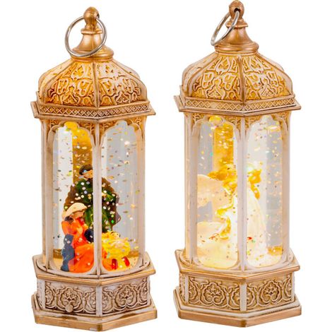 Set de 2 lanternes led Décoration Noël - 5.5x5.5x14cm