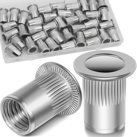 Irovami 40 inserts filetés à rivet M8 – tête plate, acier inoxydable 304 (1/5)