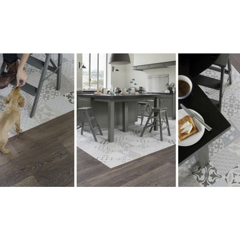 Tapis PVC Carreaux Ciment / Tapis PVC différentes Tailles / Vinyle idéal Style suédois / Tapis de Passage / Recouvrement de Sol - 160x240cm - Provence Creme.