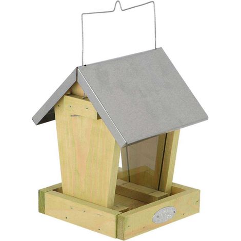 Mangeoire oiseaux à suspendre en bois et zinc (1/4)