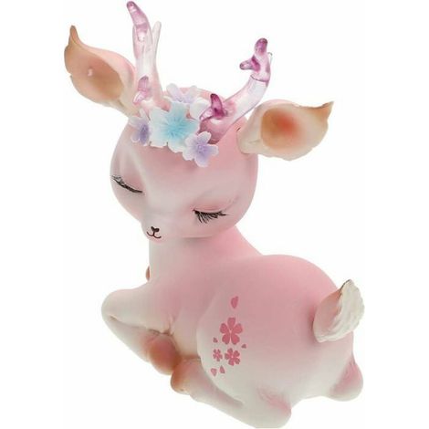 1 Figurine Bébé Cerf Rose, Matériau Durable, Décoration Bureau, Topper Gâteau, Fête Anniversaire (1/2)