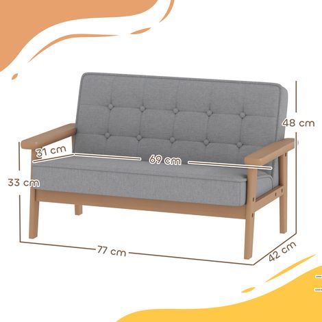 Kindersessel, Kindersofa mit Holzrahmen, Samtoptik, gepolstert, für Kinder von 3-15 Jahren Grau (1/5)