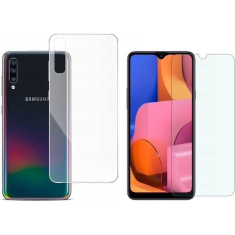 CUSTODIA posteriore per Samsung Galaxy A70 incolore + VETRO 9H (1/4)