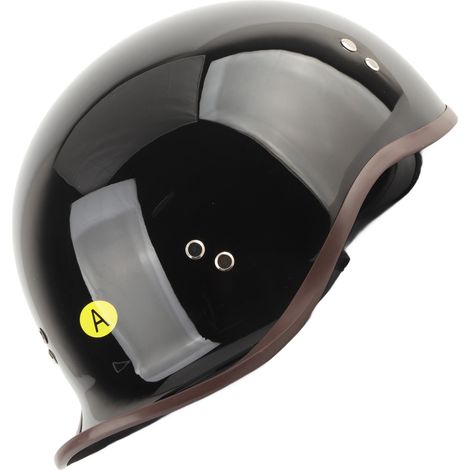 Demi-casque de moto avec visière solaire, en ABS hygroscopique et profilé, pour homme et femme, style Warp Tail, noir brillant pur, taille L (58-59 cm). (1/5)