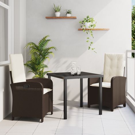 Garten Essgruppe 3 pcs Braun Poly-Rattan vidaXL (1/5)