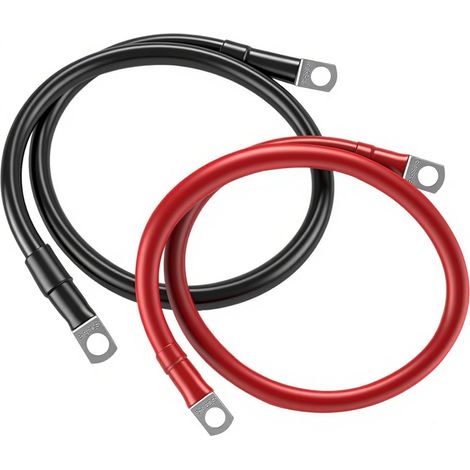 câbles de batterie - Adaptateur de pôle de batterie 16 mm² - Câble de batterie en cuivre 12 V avec bornes à anneau M8 - Rouge et noir - Pour voiture, camion, moto, camping-car, marine (1/5)