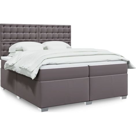 Boxspringbett mit Matratze Grau 200x200 cm Kunstleder (1/5)