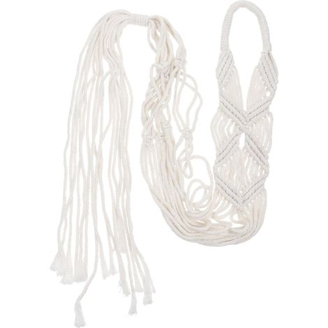 Sac de rangement pour plantes en filet coton tissé à la main Hohopeti, couleur beige (1/5)
