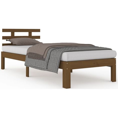 Maison Exclusive - Cadre de lit sans matelas marron miel bois massif 100x200 cm (1/5)