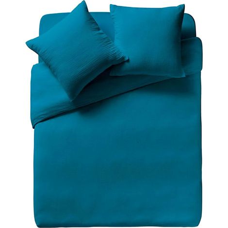 Housse de couette Tendresse en gaze de coton lavée - Paon (1/5)