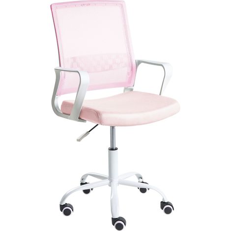 Sedia da ufficio moderna con seduta girevole in rete altezza regolabile rivestimento rosa pastello Ease