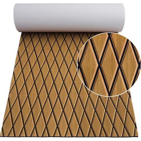 240x45cm Feuille Pont de Bateau en Faux Teck en Mousse Eva pour Plancher Marin de Yacht Tapis de Sol de Bateau Autocollant imperméable Auto-adhésif aux Yachts, Bateaux à Moteur, Kayaks