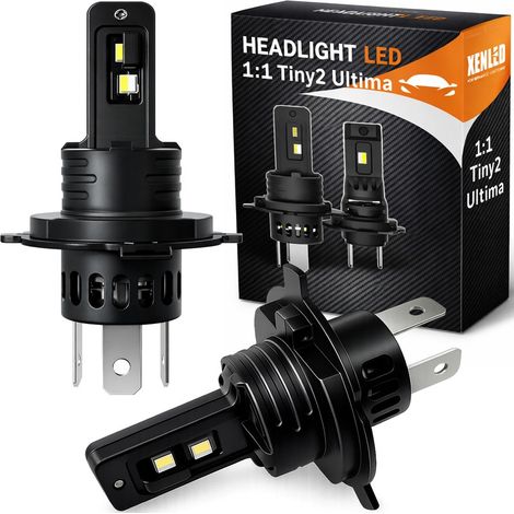 2x AMPOULES H4 LED Tiny2 ULTIMA +480% - 3600Lms réels 16W équivalent 55/65W CANBUS - XENLED - voiture moto - 1:1 - plug&play (1/5)