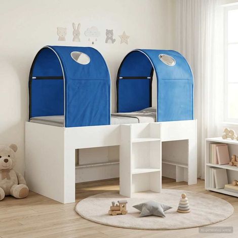 vidaXL Letto con Tunnel 3 pz Bianco e Blu Legno ingegnerizzato (1/5)