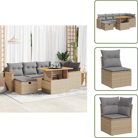 8-tlg. Garten-Sofagarnitur mit Kissen Beige Poly Rattan - Gartensofa Set - Garten Sofa Set - Outdoor Sofa Set - Garten Sofagarnitur (1/5)