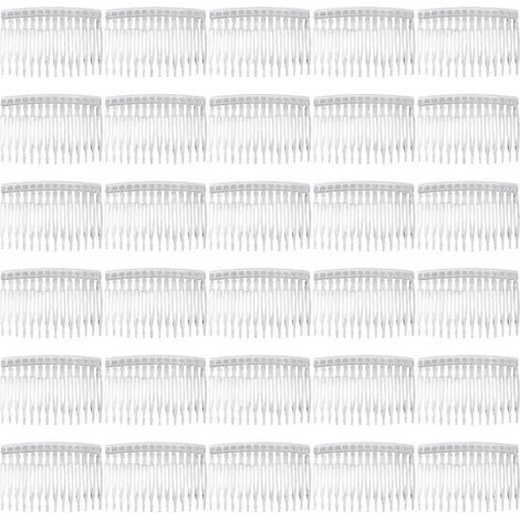 Set mit 50 transparenten Haarkämmen für Damen und Mädchen, 14 Zinken, Brauthaarschmuck – 7,00 x 4,50 x 0,80 cm – Transparent (1/4)