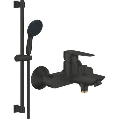 Mitigeur bain douche mécanique GROHE Start Edge 2020 Noir mat + Ensemble de douche 2 jets avec barre Vitalio GROHE Start 110