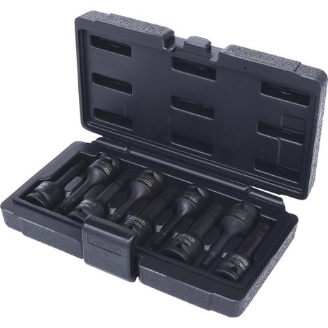Kstools – Jeu de douilles longues à chocs RIBE 1/2'' – 9 pièces en acier chrome-molybdène – Norme ISO 1174 – Coffret robuste pour usage intensif