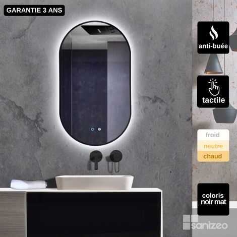 Miroir lumineux de salle de bain ovale avec cadre rétroéclairé – Dimensions 80x60cm – Éclairage LED intégré – Installation facile – Ledimex (1/7)