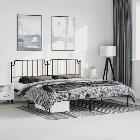 vidaXL Estructura cama sin colchón con cabecero metal negro 193x203 cm (1/5)