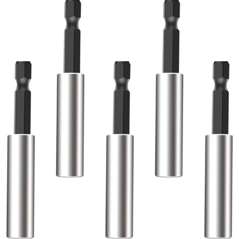 Jeu de 5 Porte-Embouts, Porte-Embouts de 60 mm pour Visseuse à Chocs 1/4 Pouce, Acier Inoxydable, Support Magnétique Solide (1/5)