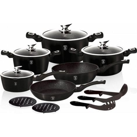 Berlinger Haus Metallic Line Juego de ollas negro metalizado