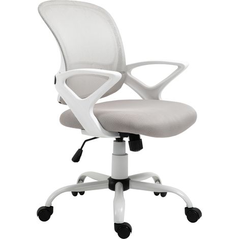 Siège de Bureau Basculant Gris en Tissu à Mailles, Ergonomique, Pivotant, Hauteur Réglable
