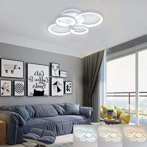 Modern dimmable LED ceiling light, 42W, 4800 lm, made of metal and acrylic, adjustable brightness and color temperature for living room, kitchen, bedroom, 3000-6500K (1/4)