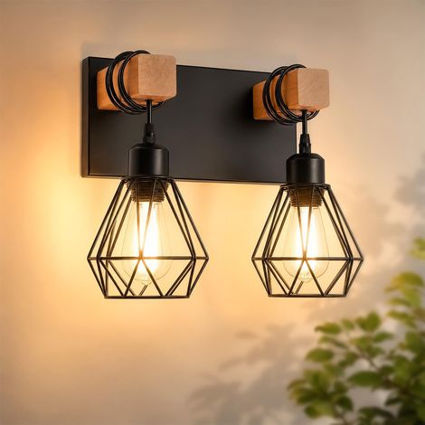 2 Lampe E27 Applique Murale Intérieure Vintage(Sans Ampoule) (1/5)
