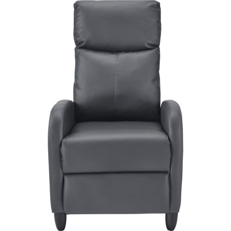 Sillón relax con respaldo reclinable y reposapiés funda gris 102 cm 030005210