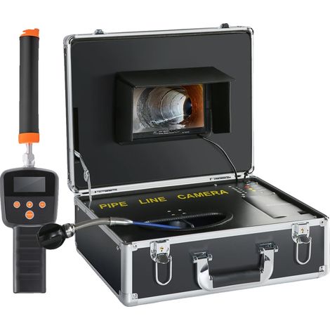 Cámara para tuberías, localizador de 512 Hz, iluminación LED ajustable, pantalla de 7 pulgadas, 30 m (1/2)