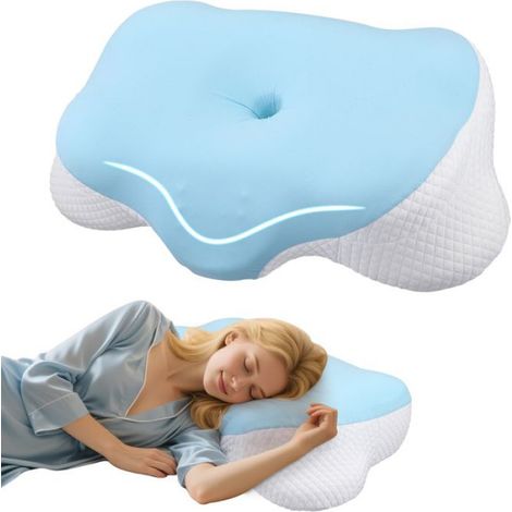 Oreiller Cervical - Mousse Memoire Forme Haute Densite - Pour Sommeil Sur Le Dos Ou Latéral - 1 Piece (1/5)