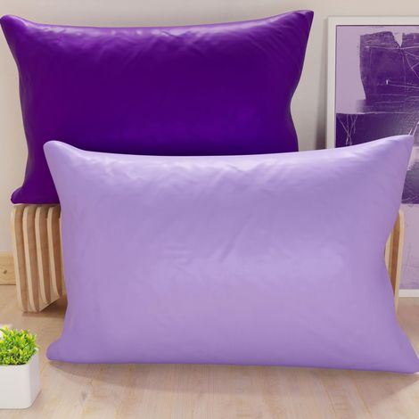 Lot de 2 Taies d'oreiller de Lit 50x70 cm, Housses de Coussin Unies Double Face Lilas et Violet, Taie Oreiller 100% Microfibre, Fabriqué en Italie