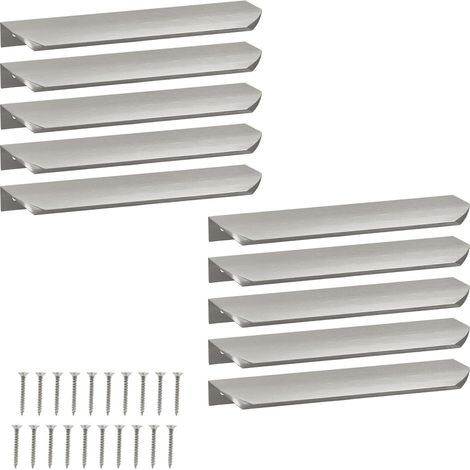 Poignée de meuble moderne en aluminium argenté, 180 mm, lot de 10 (1/5)
