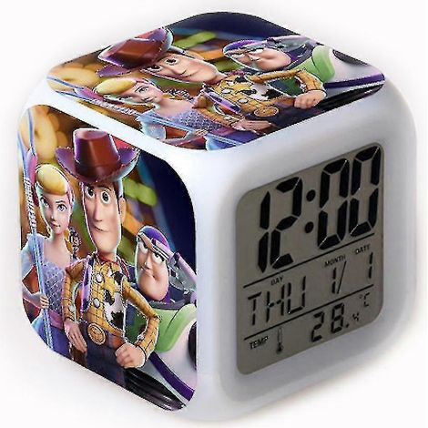 toy Story 4 Alarm Clock Fork Duck Rabbit Color-changing Desk Clock