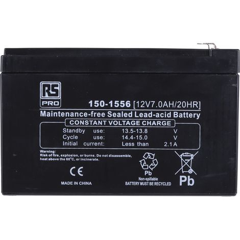 Batterie au plomb étanche RS PRO 12V 7Ah cyclique ( Prix pour 1 ) (1/3)