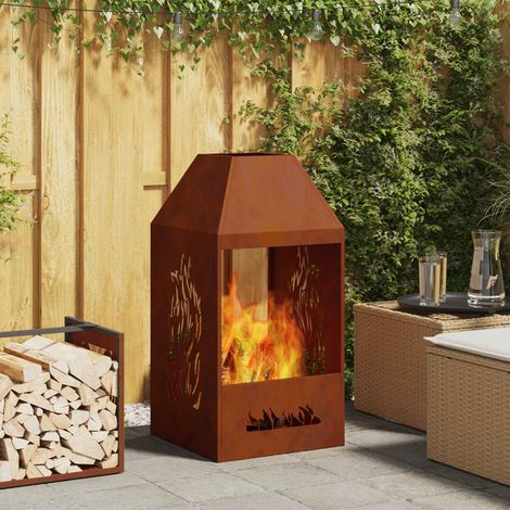 Feuerstelle Braun 50 x 50 x 100 cm Wetterstahl