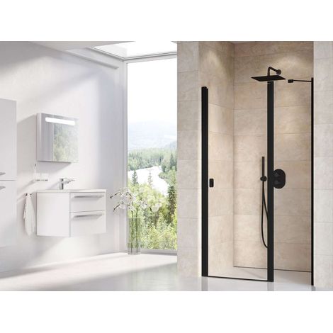 Ravak Chrome - Puerta de ducha CSD2-120, 120x195 cm, negro/vidrio transparente 0QVGC300Z1 (1/5)