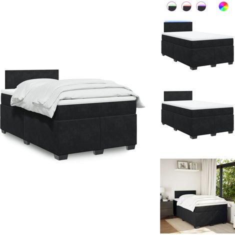 Sommier à lattes de lit avec matelas noir 120x190 cm velours - Lit Double - Lit Design - Lit Moderne - Lit Capitonné - Sommier Tapissier (1/5)