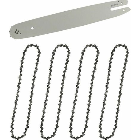Barra guida e 4 catene per motosega, barra guida da 35 cm, catene a taglio quadrato da 3/8", diametro 1,3 mm, 50 maglie, compatibili con STIHL (1/4)