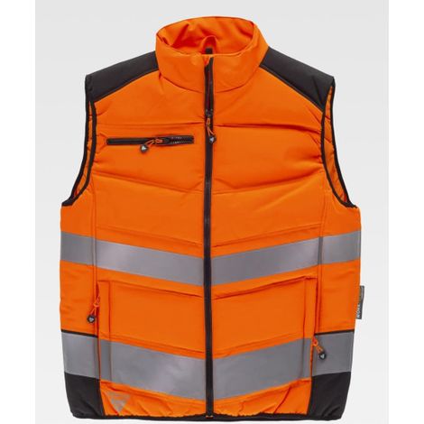Chaleco flúor de alta visibilidad acolchado con cintas reflectantes C2950 WORTEAM 3XL Naranja A.V.+ Negro