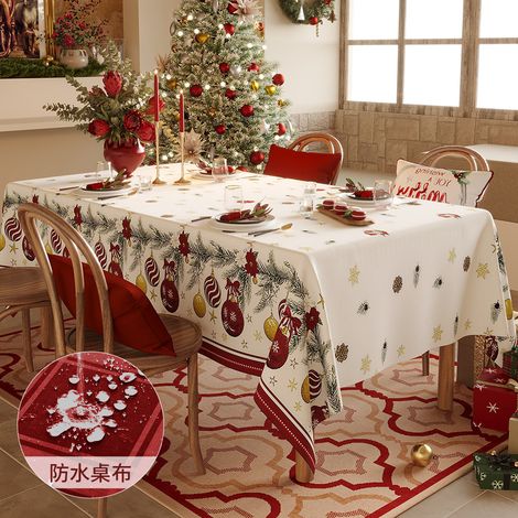 Christmas Waterproof Tablecloth, Decorative Tablecloth, Instagram-Style Photo Background, Stall-Resistant Waterproof Fabric - Red Fruit Floral Pattern, 80120cm Wide / Rectangular Table/Desk/Coffee Tab